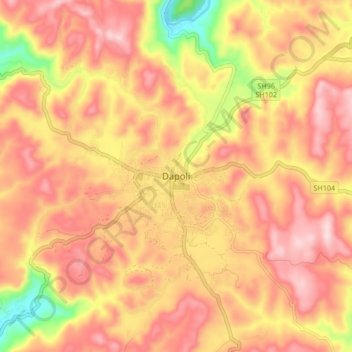Mapa topográfico Dapoli, altitud, relieve