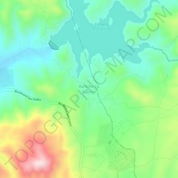 Mapa topográfico Rancho La Fuente, altitud, relieve