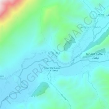 Mapa topográfico Timit, altitud, relieve