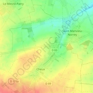 Mapa topográfico La Guinguette, altitud, relieve