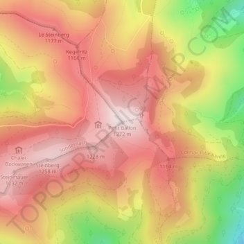 Mapa topográfico Petit Ballon, altitud, relieve