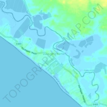 Mapa topográfico Data de Villamil, altitud, relieve