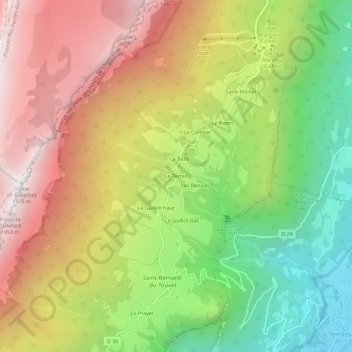Mapa topográfico Le Terrail, altitud, relieve