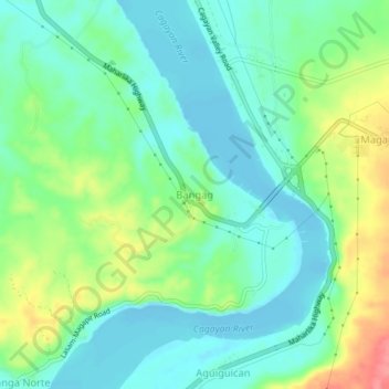 Mapa topográfico Bangag, altitud, relieve