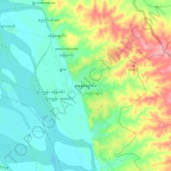 Mapa topográfico Yenangyaung, altitud, relieve