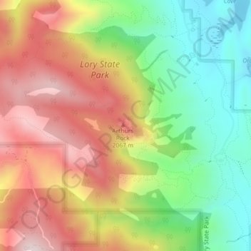 Mapa topográfico Arthur's Rock, altitud, relieve