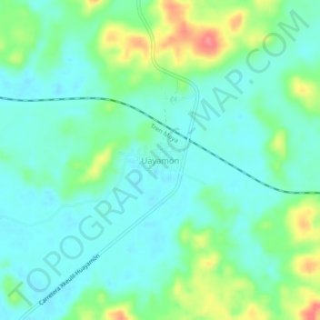 Mapa topográfico Uayamón, altitud, relieve