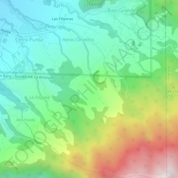 Mapa topográfico Las Cumbres, altitud, relieve