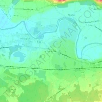 Mapa topográfico La Croix de Pierre, altitud, relieve