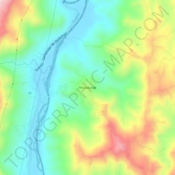 Mapa topográfico Honduras, altitud, relieve