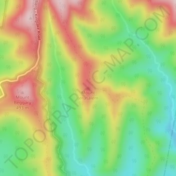 Mapa topográfico Mount Jerusalem, altitud, relieve