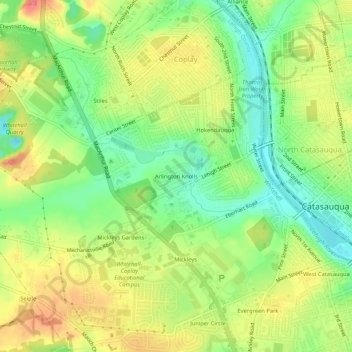 Mapa topográfico Arlington Knolls, altitud, relieve