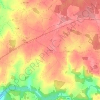 Mapa topográfico La Chaise, altitud, relieve