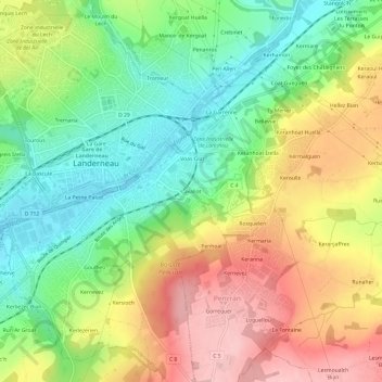 Mapa topográfico Lavallot, altitud, relieve