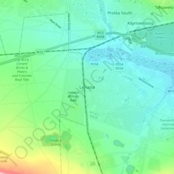 Mapa topográfico Lenasia, altitud, relieve