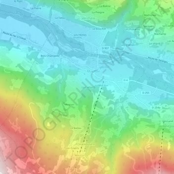 Mapa topográfico La Cuttaz, altitud, relieve