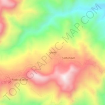 Mapa topográfico Tototla, altitud, relieve
