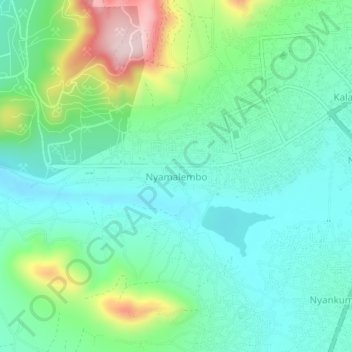 Mapa topográfico Nyamalembo, altitud, relieve
