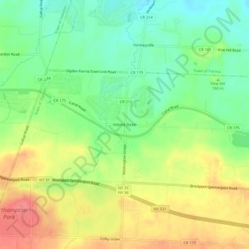 Mapa topográfico Adams Basin, altitud, relieve