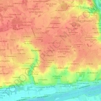 Mapa topográfico Clos Poulet, altitud, relieve