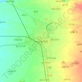 Mapa topográfico Taungdwingyi, altitud, relieve