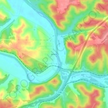 Mapa topográfico Jerome, altitud, relieve