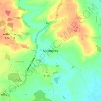 Mapa topográfico Manthorpe, altitud, relieve