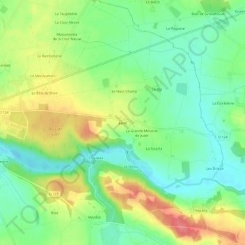 Mapa topográfico Juzet, altitud, relieve