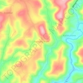 Mapa topográfico Periyanganam, altitud, relieve