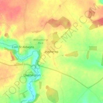 Mapa topográfico Hatherop, altitud, relieve