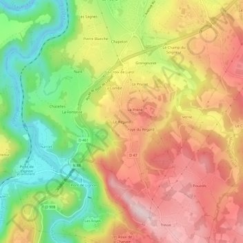 Mapa topográfico Le Regard, altitud, relieve