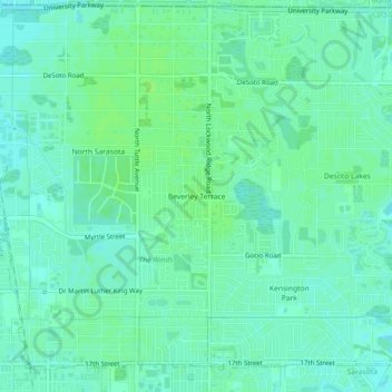Mapa topográfico Beverley Terrace, altitud, relieve