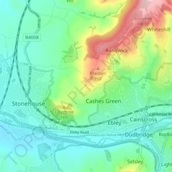 Mapa topográfico Westrip, altitud, relieve