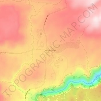 Mapa topográfico Canyon Village, altitud, relieve