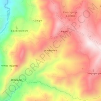 Mapa topográfico Rumipamba, altitud, relieve