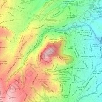 Mapa topográfico Cerro del Judio, altitud, relieve