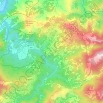Mapa topográfico Casavecchia, altitud, relieve