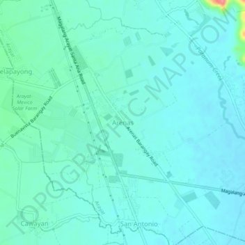 Mapa topográfico Arenas, altitud, relieve