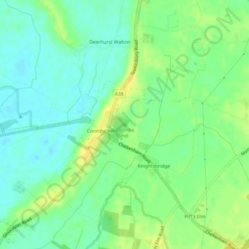 Mapa topográfico Coombe Hill, altitud, relieve