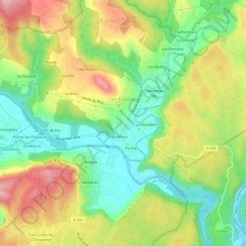 Mapa topográfico Les Massots, altitud, relieve