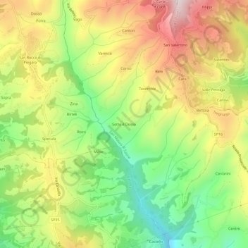 Mapa topográfico Sotto il Dosso, altitud, relieve