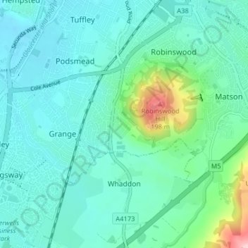 Mapa topográfico Fox Elms, altitud, relieve