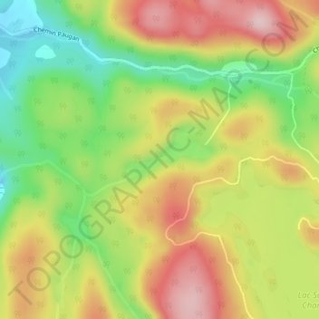 Mapa topográfico Lac Hughes, altitud, relieve