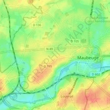 Mapa topográfico Faubourg Saint-Quentin, altitud, relieve