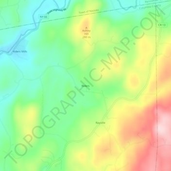 Mapa topográfico Riders, altitud, relieve
