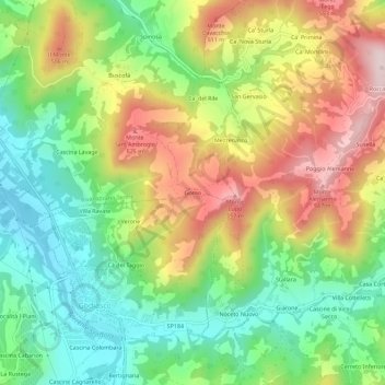 Mapa topográfico Gomo, altitud, relieve