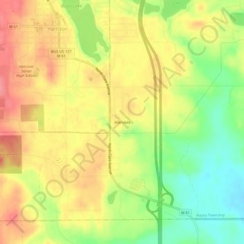 Mapa topográfico Allendale, altitud, relieve