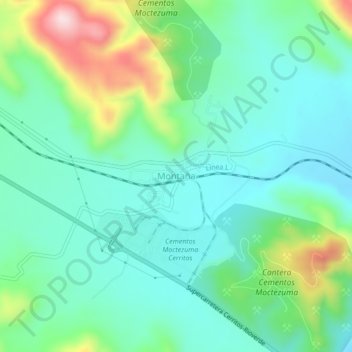 Mapa topográfico Montaña, altitud, relieve