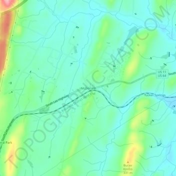 Mapa topográfico McDonald, altitud, relieve