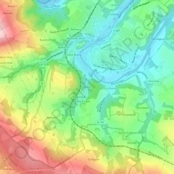 Mapa topográfico Banine, altitud, relieve